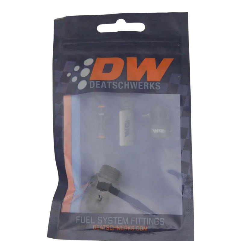 DeatschWerks 6AN ORB Male to 6AN Male Flare Adapter (Incl O-Ring) - Anodized Matte Black - Side View