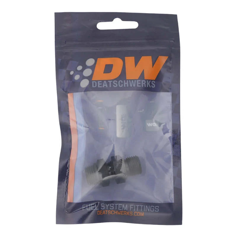 DeatschWerks 6AN ORB Male to 6AN ORB Male Swivel Adapter - Anodized Matte Black - Side View