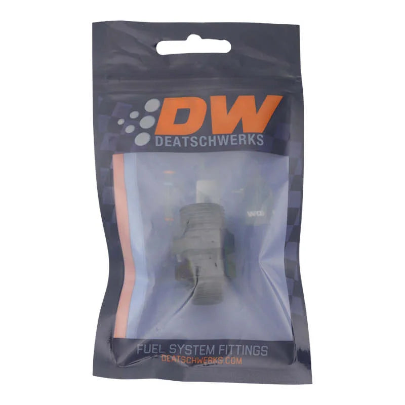 DeatschWerks 6AN ORB Male to 8AN ORB Male Swivel Adapter - Anodized Matte Black - Side View