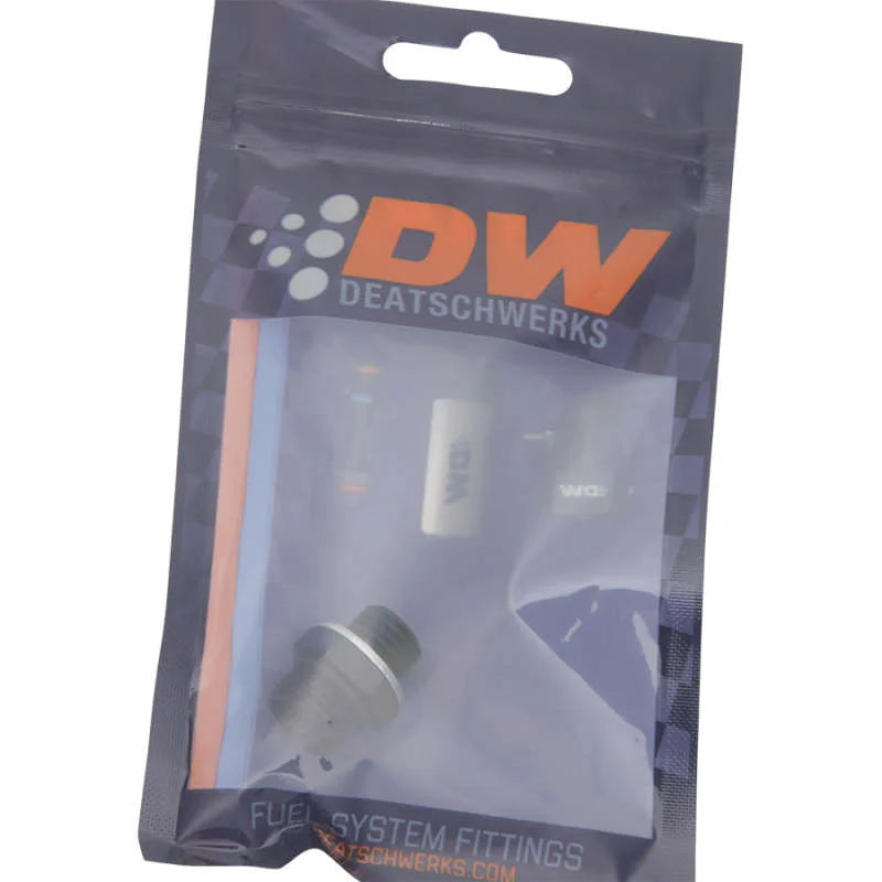 DeatschWerks 6AN ORB Male to M12 X 1.5 Metric Male (Incl O-Ring and Washer) - Anodized Matte Black - Side View