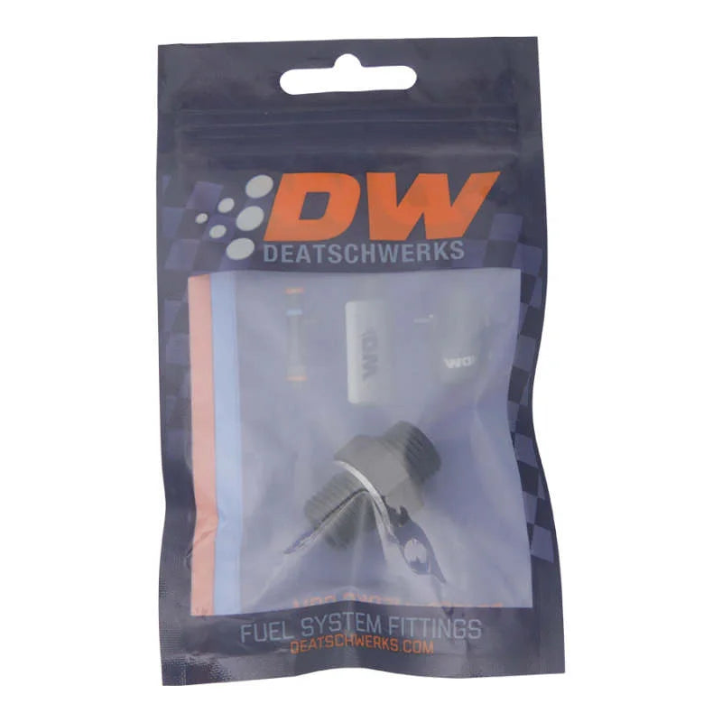 DeatschWerks 6AN ORB Male to M14 X 1.5 Metric Male (Incl O-Ring and Washer) - Anodized Matte Black - Side View