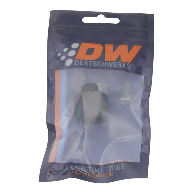 DeatschWerks 6AN ORB Male to M18 X 1.5 Metric Female (Incl O-Ring) - Anodized Matte Black - Side View