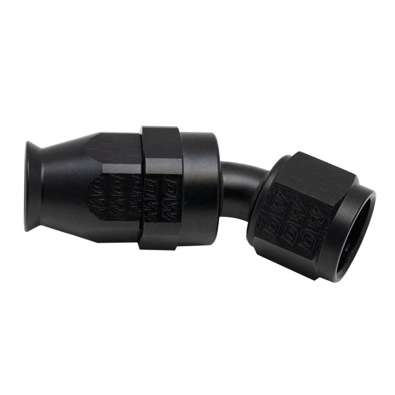 DeatschWerks 8 AN Female Flare Swivel 30-Degree Hose End PTFE - Anodized Matte Black - Main Product View