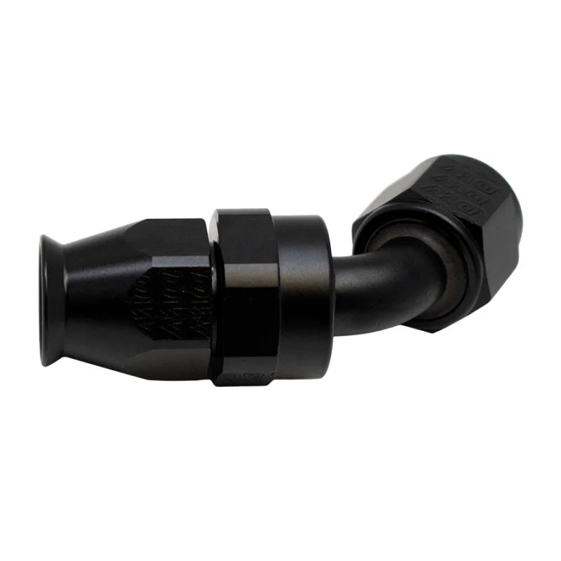 DeatschWerks 8 AN Female Flare Swivel 60-Degree Hose End PTFE - Anodized Matte Black - Main Product View