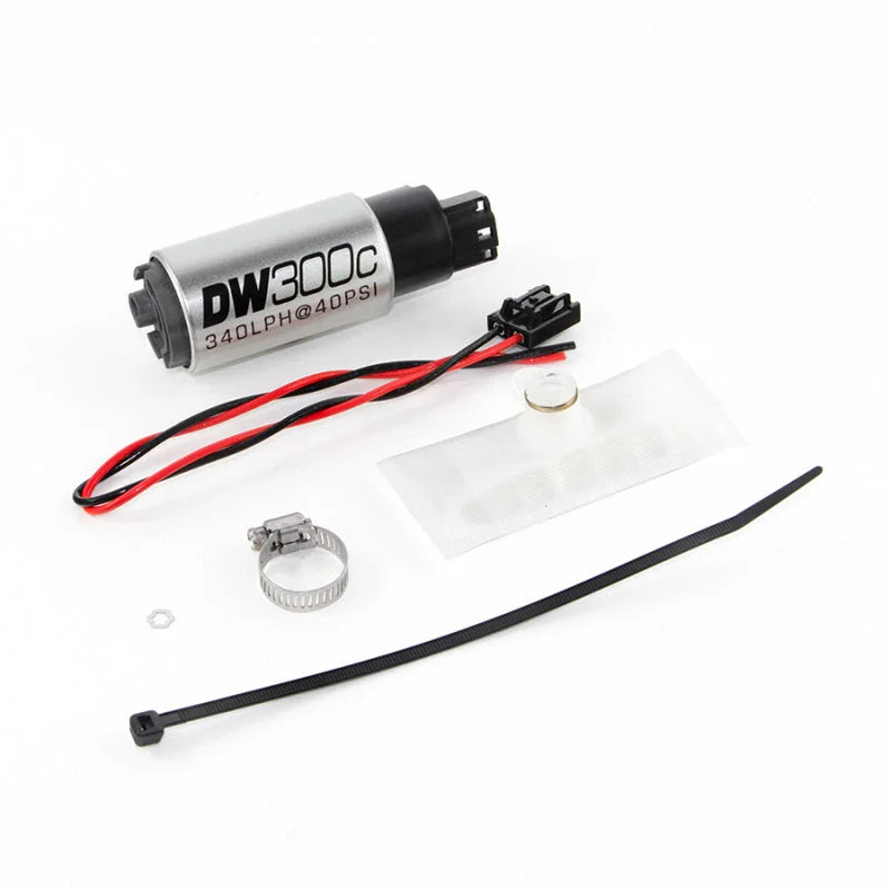 DeatschWerks 88-91 BMW 325i DW300C 340 LPH Compact Fuel Pump w/ Install Kit (w/o Mounting Clips) - Main Product View