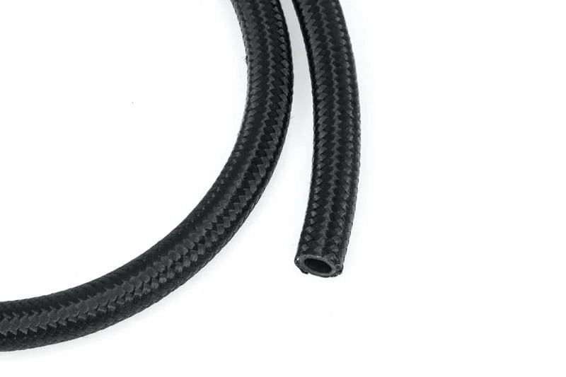 DeatschWerks 8AN Black Nylon Braided CPE Hose 20 Feet - Side View