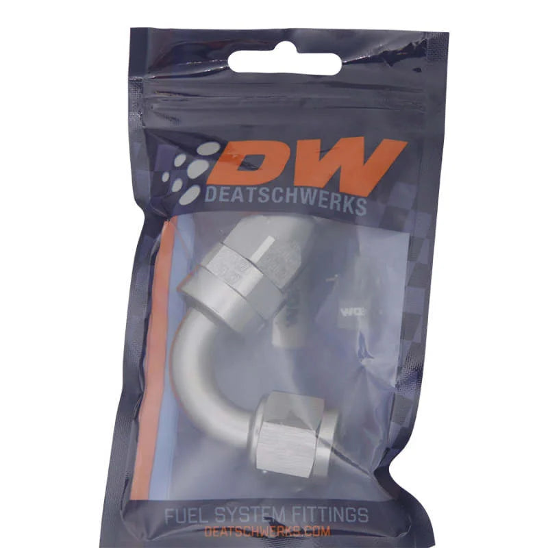 DeatschWerks 8AN Female Flare Swivel 120-degree Hose End - PTFE - Side View