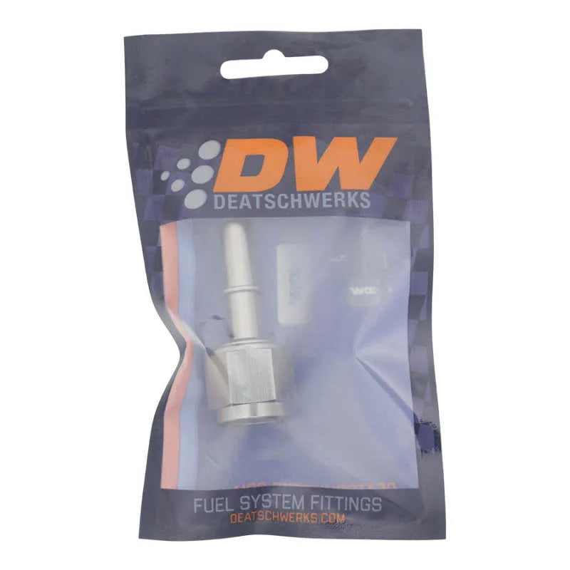 DeatschWerks 8AN Female Flare Swivel to 3/8in Male EFI Quick Disconnect - Anodized DW Titanium - Side View