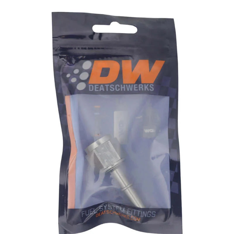 DeatschWerks 8AN Female Flare Swivel to 5/16in Male EFI Quick Disconnect - Anodized DW Titanium - Side View