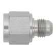 Load image into Gallery viewer, DeatschWerks 8AN Female Flare to 6AN Male Flare Reducer - Anodized DW Titanium - Main Product View