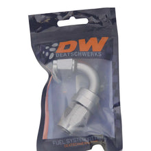 Load image into Gallery viewer, DeatschWerks 8AN Female Swivel 120-Degree Hose End CPE - Anodized Titanium - Back View