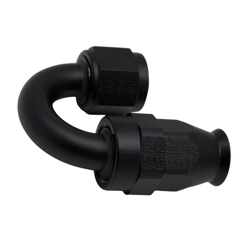 DeatschWerks 8AN Female Swivel 180-Degree Hose End PTFE (Incl Olive Insert) - Anodized Matte Black - Main Product View