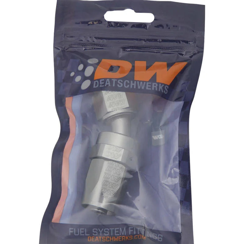 DeatschWerks 8AN Female Swivel 30-Degree Hose End CPE - Anodized Titanium - Back View