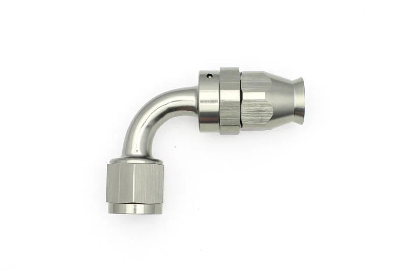 DeatschWerks 8AN Female Swivel 90-Degree Hose End PTFE (Incl. 1 Olive Insert) - Side View