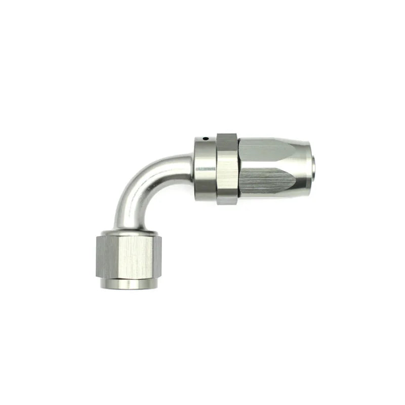 DeatschWerks 8AN Female Swivel 90-Degree Hose End CPE - Installation View