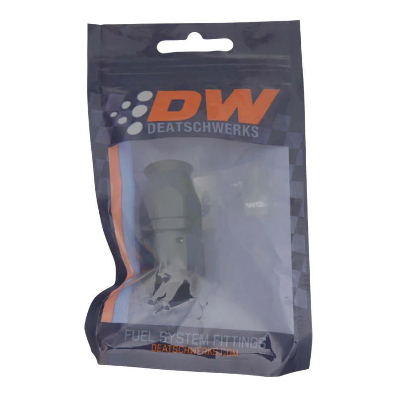 DeatschWerks 8AN Female Swivel Straight Hose End PTFE (Incl 1 Olive Insert) - Anodized Matte Black - Side View