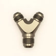 Load image into Gallery viewer, DeatschWerks 8AN Male Flare + 8AN Male Flare to 10AN Male Flare Y Block Fitting - Main Product View