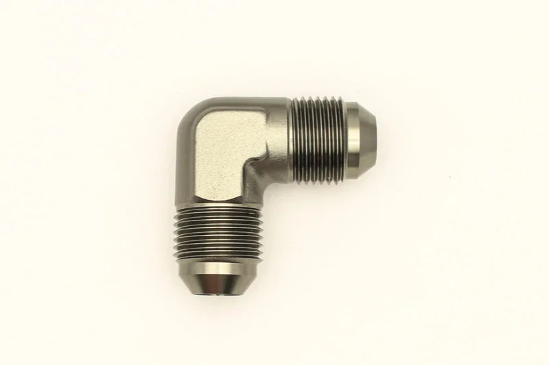 DeatschWerks 8AN Male Flare To 8AN Male Flare 90-Degree Coupler Fitting - Side View
