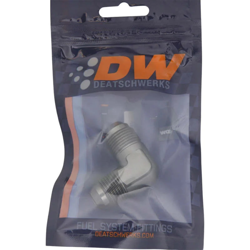 DeatschWerks 8AN Male Flare To 8AN Male Flare 90-Degree Coupler Fitting - Installation View