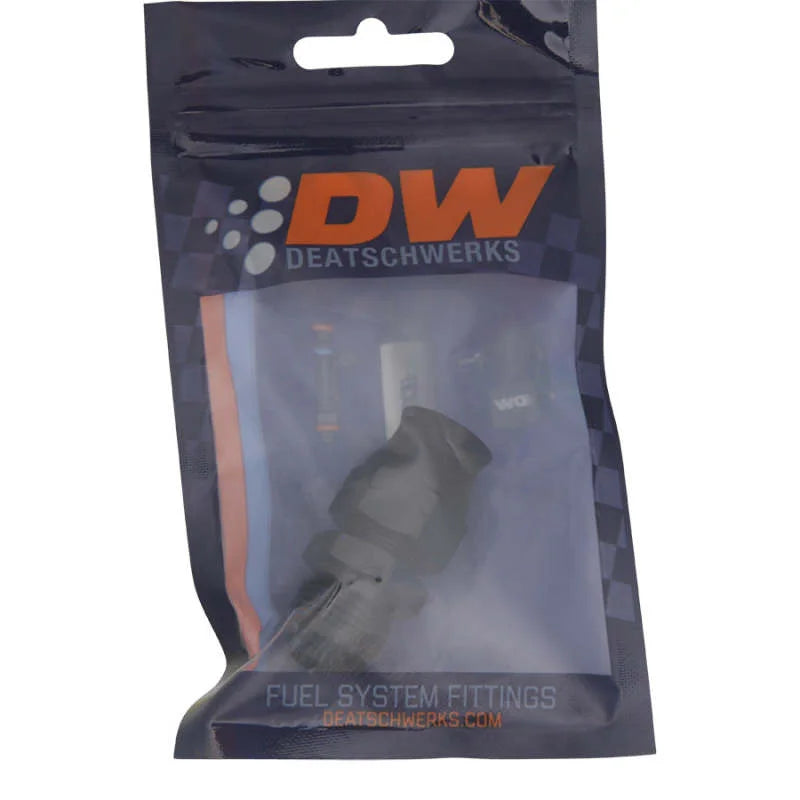 DeatschWerks 8AN Male Flare to 1/2in Hardline Compression Adapter - Anodized Matte Black - Side View