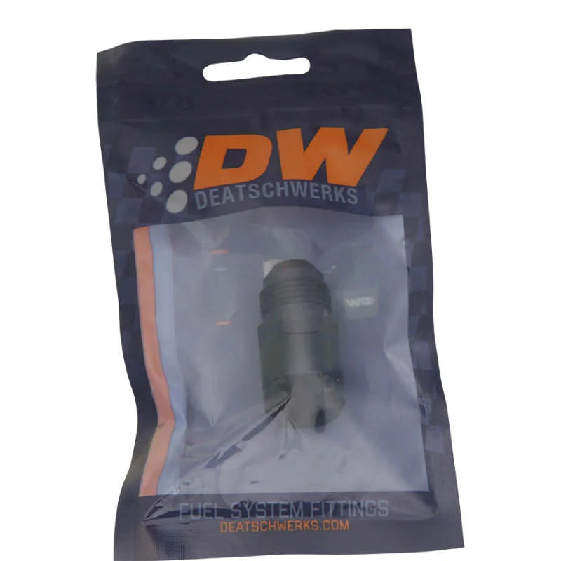 DeatschWerks 8AN Male Flare to 3/8in Female EFI Quick Connect Adapter - Anodized DW Titanium - Side View