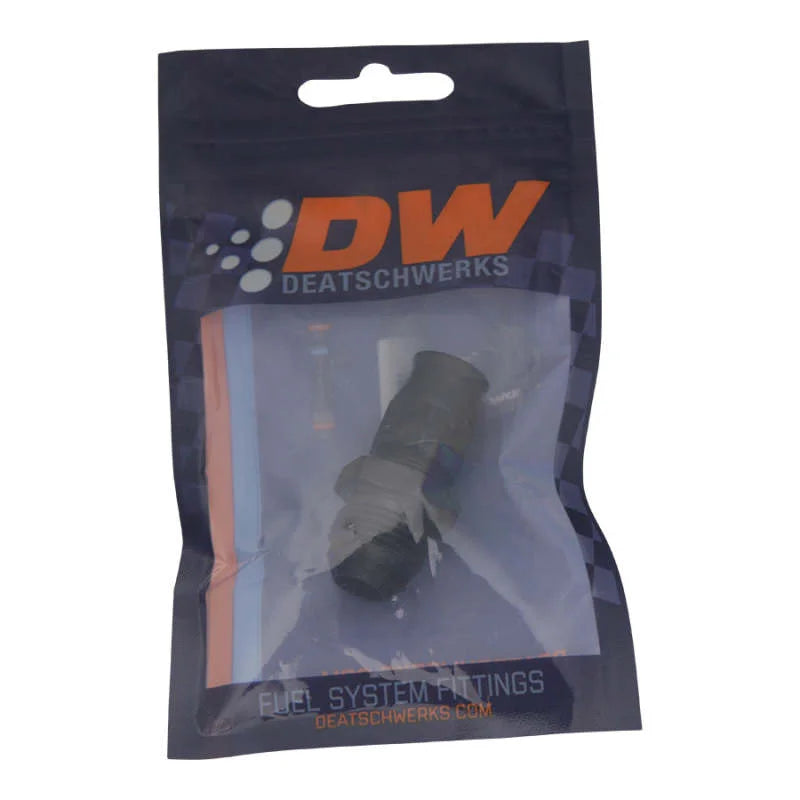 DeatschWerks 8AN Male Flare to 3/8in Hardline Compression Adapter - Anodized Matte Black - Side View