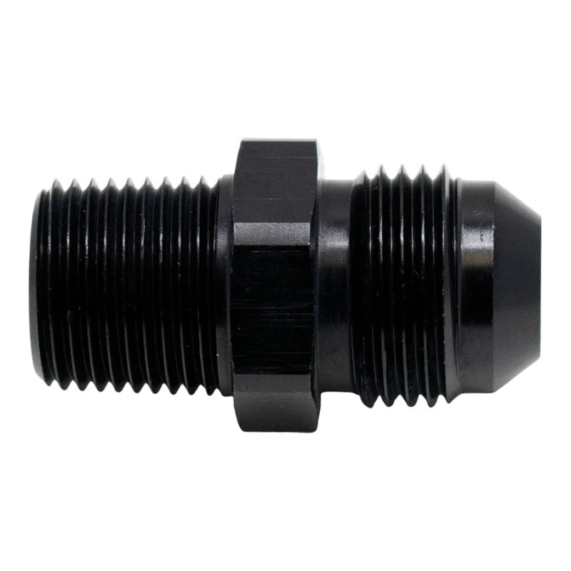 DeatschWerks 8AN Male Flare to 3/8in Male NPT Adapter - Anodized Matte Black - Main Product View