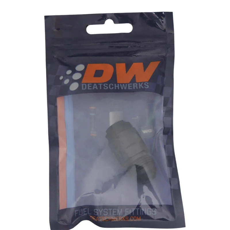 DeatschWerks 8AN Male Flare to 5/16in Female EFI Quick Connect Adapter - Anodized Matte Black - Side View