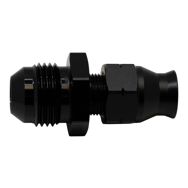 DeatschWerks 8AN Male Flare to 5/16in Hardline Compression Adapter - Anodized Matte Black - Main Product View