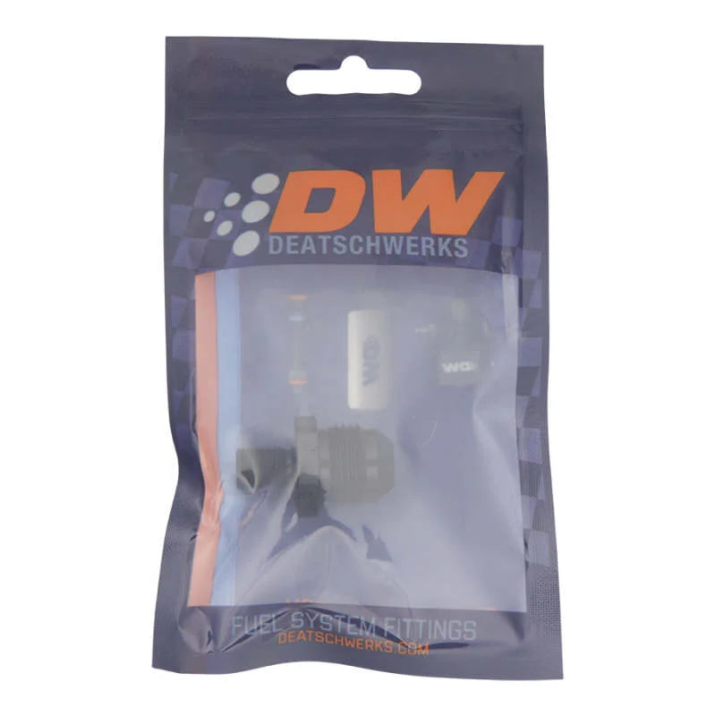 DeatschWerks 8AN Male Flare to M10 X 1.0 Male Metric - Anodized Matte Black - Side View