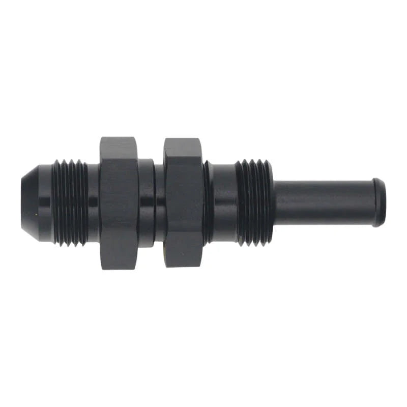 DeatschWerks 8AN Male Flare to Straight 3/8in Single Hose Barb - Anodized Matte Black - Main Product View