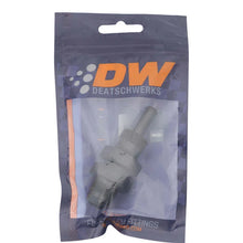 Load image into Gallery viewer, DeatschWerks 8AN Male Flare to Straight 3/8in Single Hose Barb - Anodized Matte Black - Side View