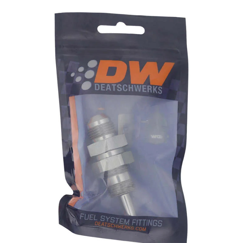 DeatschWerks 8AN Male Flare to Straight 5/16in Single Hose Barb - Anodized DW Titanium - Side View