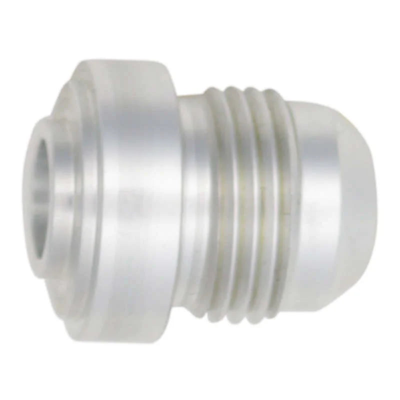 DeatschWerks 8AN Male Flare with Aluminum Weld On Fitting - Anodized Raw Aluminum - Main Product View