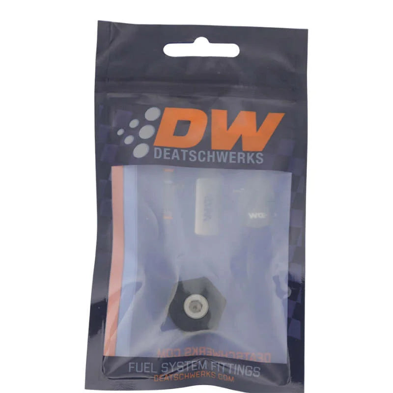 DeatschWerks 8AN ORB Male Plug Fitting with 1/8in NPT Gauge Port - Anodized Matte Black - Side View