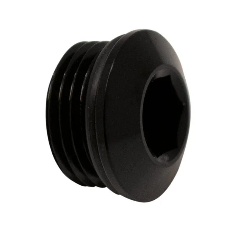 DeatschWerks 8AN ORB Male Plug Low Profile Internal Allen/Hex (Incl O-Ring) Anodized Matte Black - Main Product View