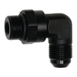 Load image into Gallery viewer, DeatschWerks 8AN ORB Male Swivel to 8AN Male Flare 90-Degree Fitting - Anodized Matte Black - Main Product View