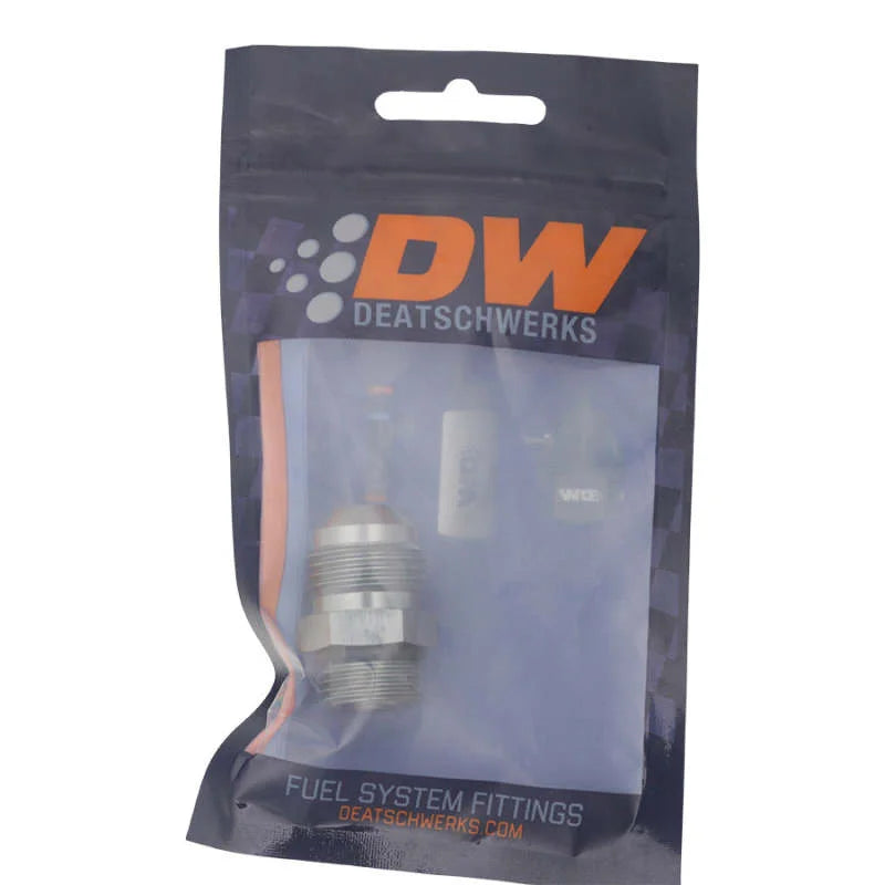 DeatschWerks 8AN ORB Male to 10AN Male Flare Adapter - Anodized DW Titanium - Side View