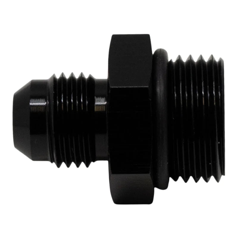 DeatschWerks 8AN ORB Male to 6AN Male Flare Adapter (Incl O-Ring) - Anodized Matte Black - Main Product View