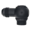 Load image into Gallery viewer, DeatschWerks 8AN ORB Male to 8AN Male Flare Low Profile 90-Degree Swivel - Anodized Matte Black - Main Product View