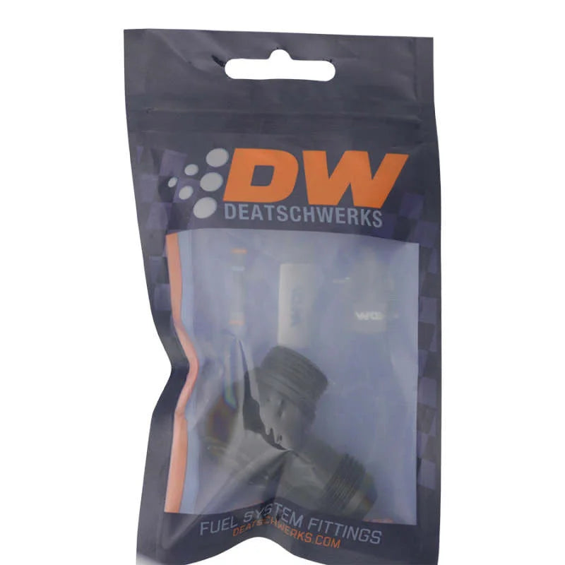 DeatschWerks 8AN ORB Male to 8AN Male Flare Low Profile 90-Degree Swivel - Anodized Matte Black - Side View