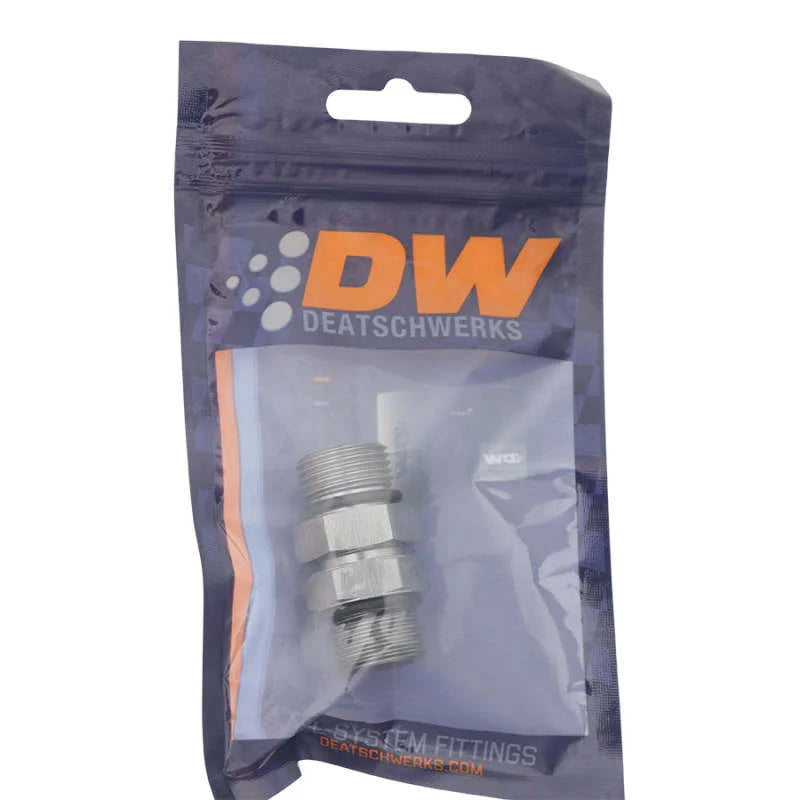 DeatschWerks 8AN ORB Male to 8AN ORB Male Swivel Adapter - Anodized DW Titanium - Side View