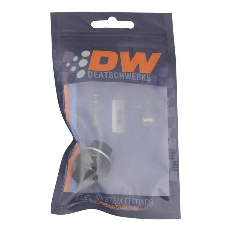 DeatschWerks 8AN ORB Male to M16 X 1.5 Metric Male (Incl O-Ring and Washer) - Anodized Matte Black - Side View