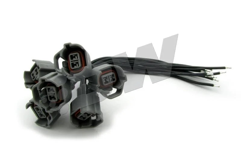 DeatschWerks 93-98 Toyota Supra TT 2200cc Injectors for Top Feed Conversion 14mm O-Ring (set of 6) - Back View