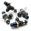 Load image into Gallery viewer, DeatschWerks Bosch EV14 Universal 48mm/14mm 220lb/hr Injectors (Set of 4) - Back View