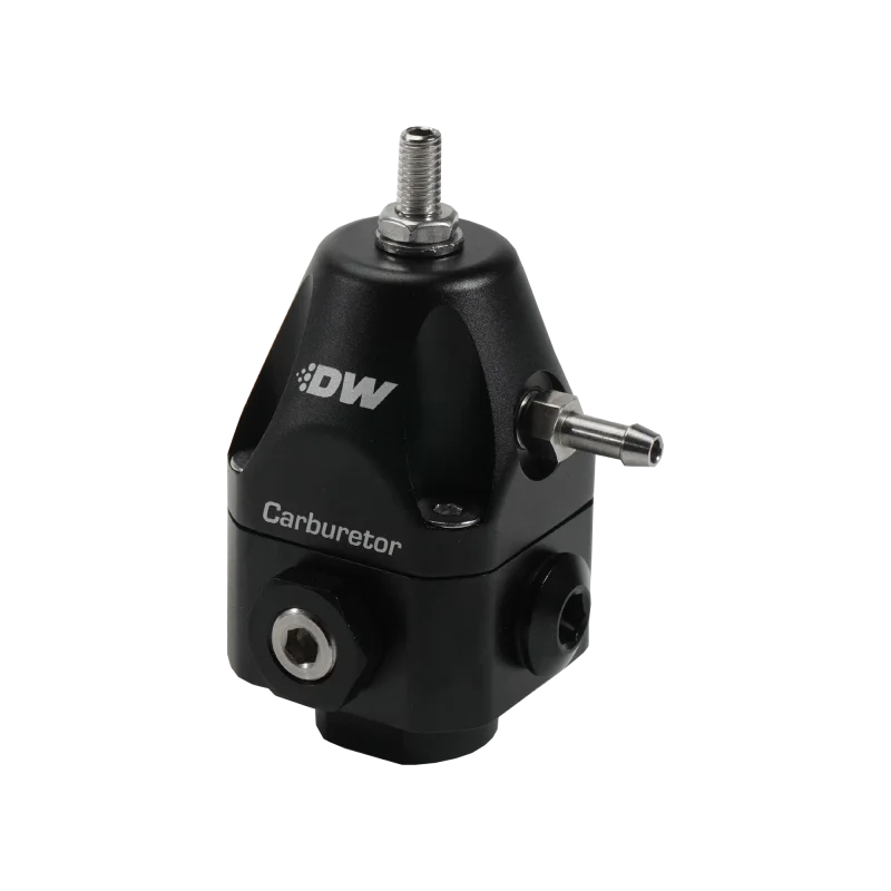 DeatschWerks Compact Carburetor Adjustable Fuel Regulator 6AN x4 Inlets - 6AN Return - Black