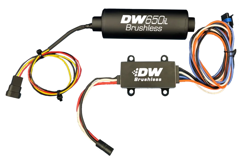 DeatschWerks DW650iL Series 650LPH In-Line External Fuel Pump w/ Single/Dual-Speed Controller - Detail View