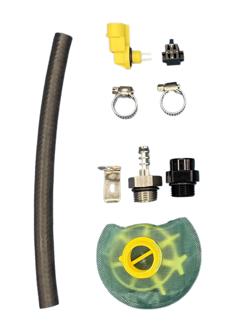 DeatschWerks DW650iL Series 650LPH In-Line External Fuel Pump Universal Install Kit - Side View
