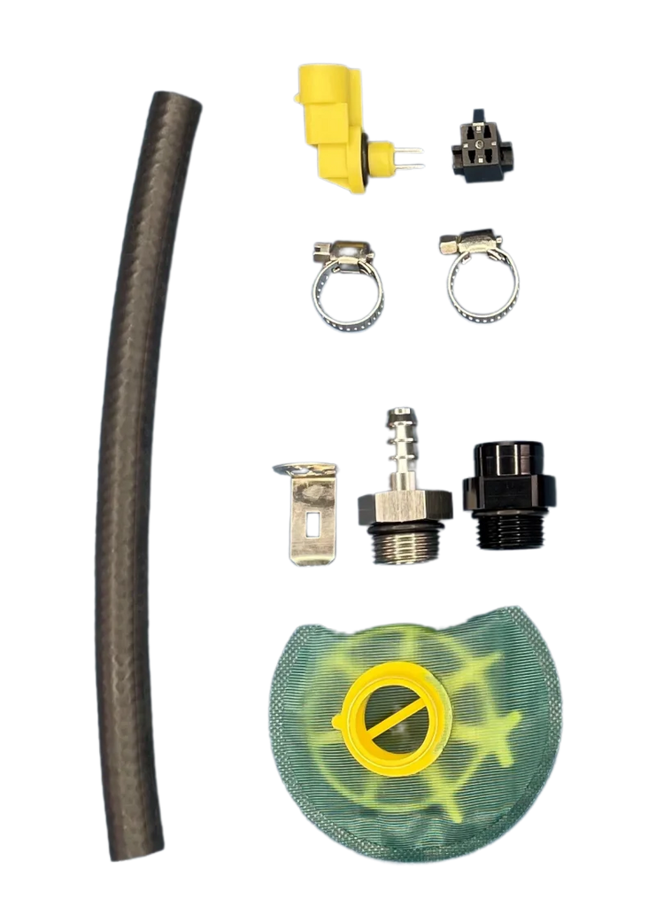 DeatschWerks DW650iL Series 650LPH In-Line External Fuel Pump Universal Install Kit - Side View