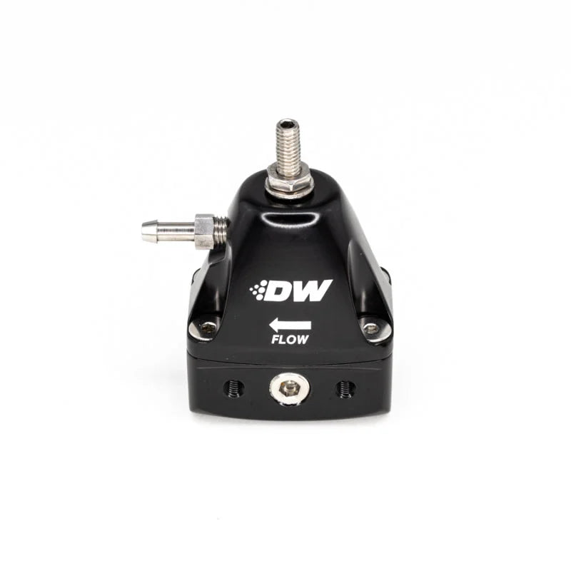 DeatschWerks DWR1000iL In-Line Adjustable Fuel Pressure Regulator - Black - Side View